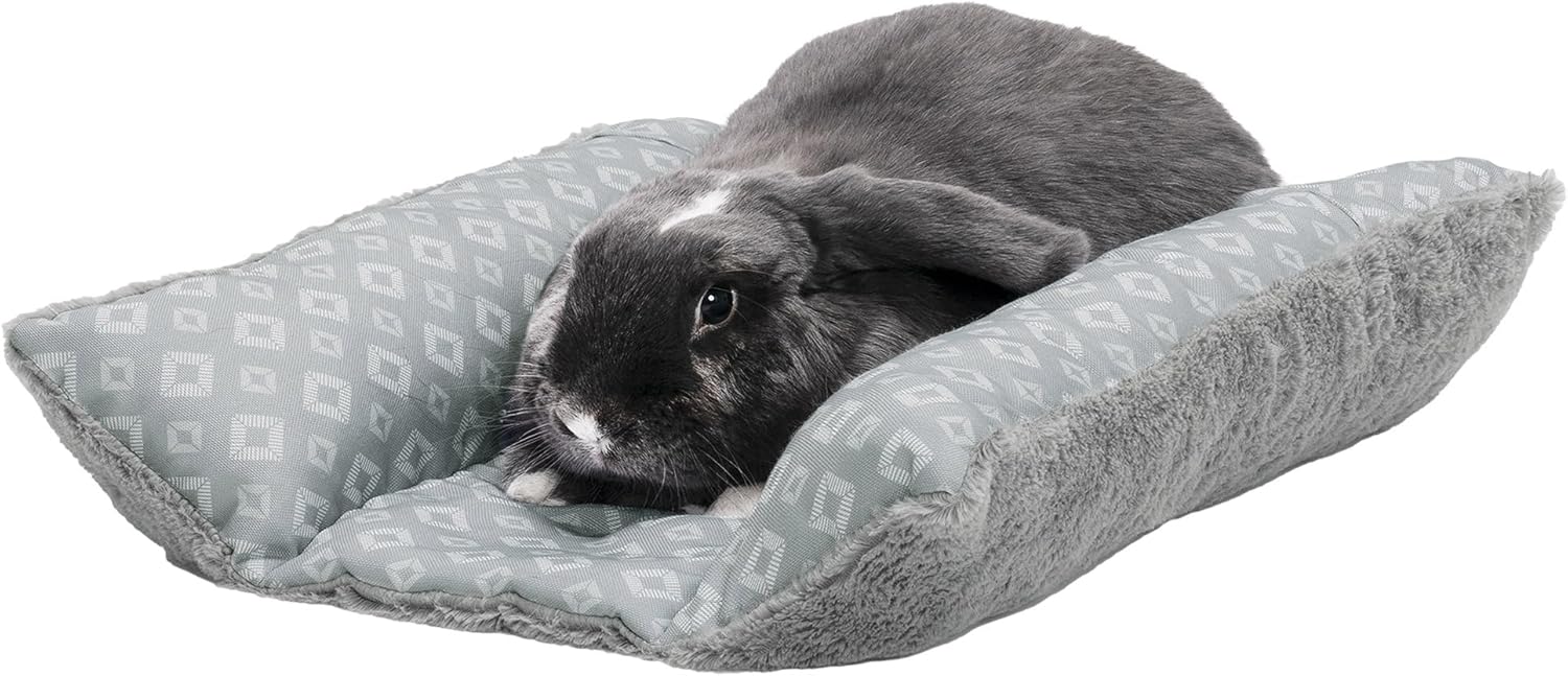 Furhaven Cat Bed for Indoor Cats, Washable w/ Removable Bolsters, For Pets Up to 9 lbs – Plush & Diamond Print Cuddle Loaf Mat – Gray, Small