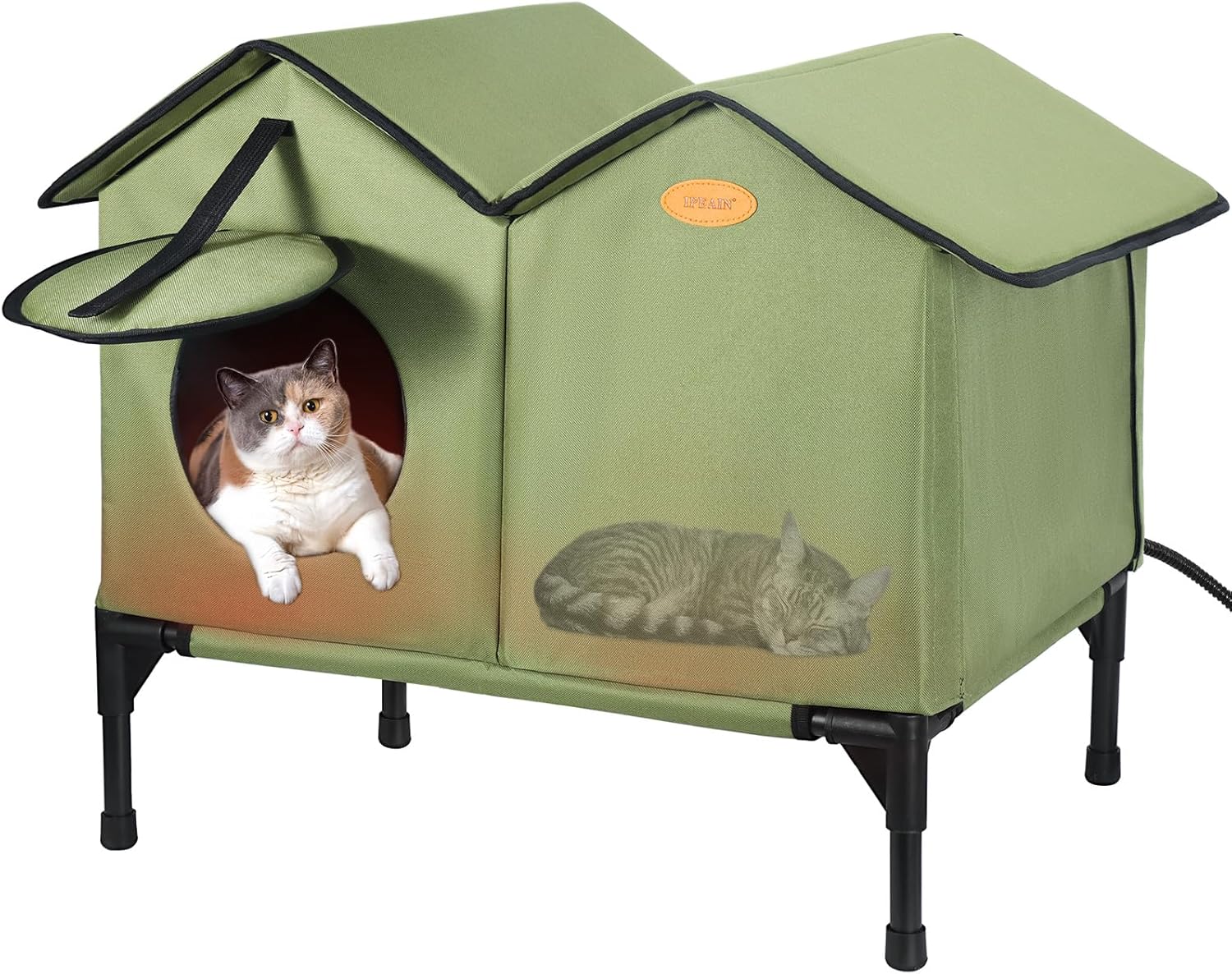 Elevated Heated Cat House for Outdoor Cats Large Outdoor Cat House Weatherproof for Winter, Waterproof Feral Cat Shelter Insulate Cat House for Multiple Cats, Easy to Assemble